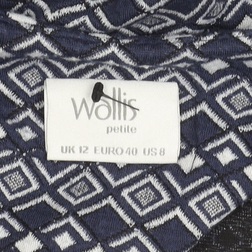 Wallis Petite Women’s Blue UK 12 Shirt Dress Geometric Knee Length