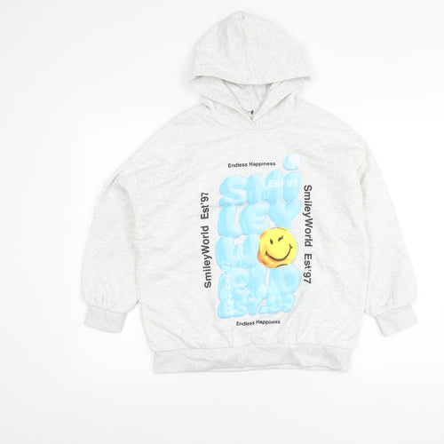 Marks & Spencer Girls Grey Smiley World Pullover Hoodie 9-10 Years