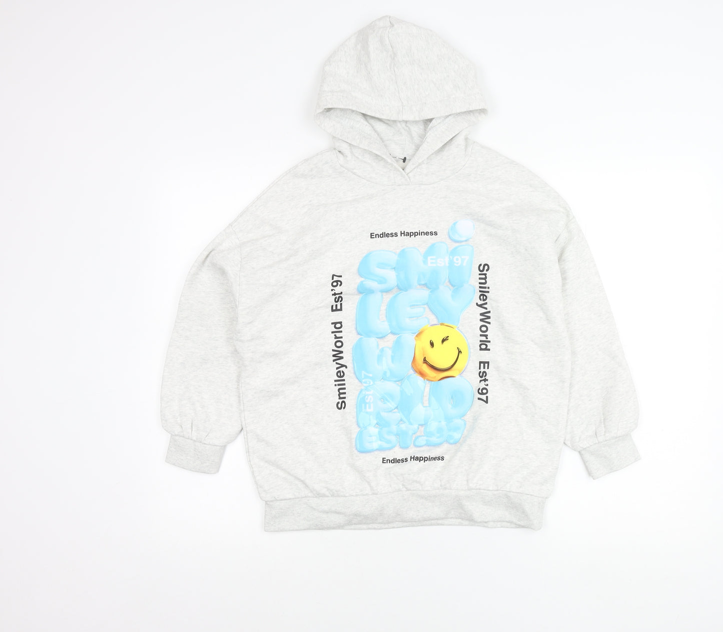 Marks & Spencer Girls Grey Smiley World Pullover Hoodie 9-10 Years