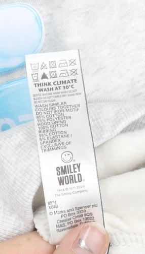 Marks & Spencer Girls Grey Smiley World Pullover Hoodie 9-10 Years