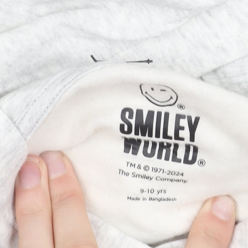 Marks & Spencer Girls Grey Smiley World Pullover Hoodie 9-10 Years