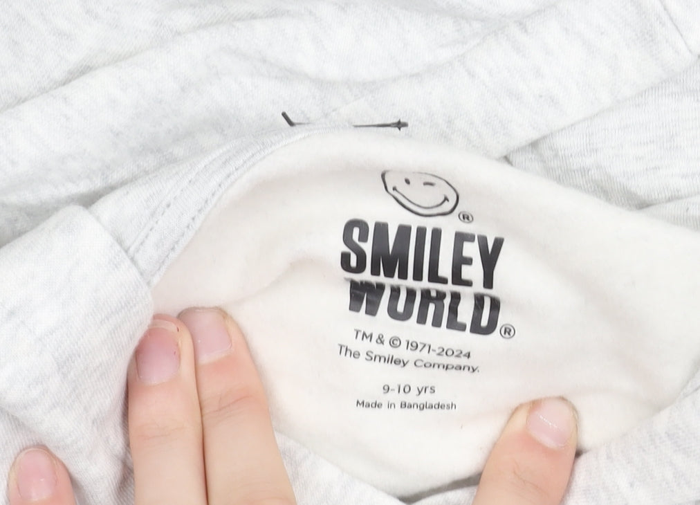 Marks & Spencer Girls Grey Smiley World Pullover Hoodie 9-10 Years