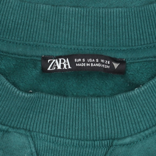 Zara Women’s Green Pullover Sweatshirt Size S Cotton Blend