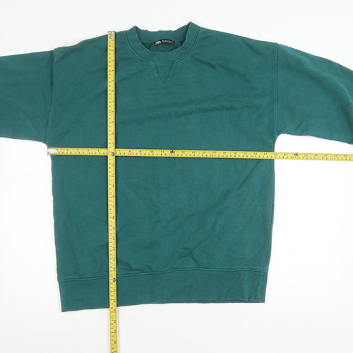 Zara Women’s Green Pullover Sweatshirt Size S Cotton Blend