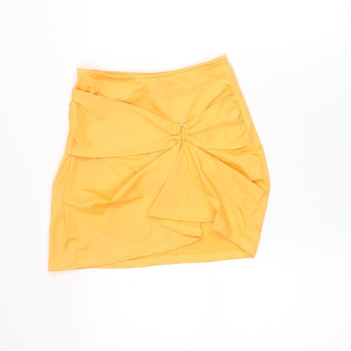 PrettyLittleThing Women’s Orange Size 8 Ruched Bodycon Mini Skirt
