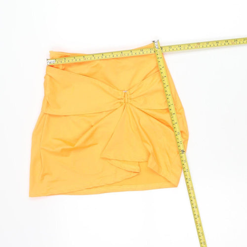PrettyLittleThing Women’s Orange Size 8 Ruched Bodycon Mini Skirt