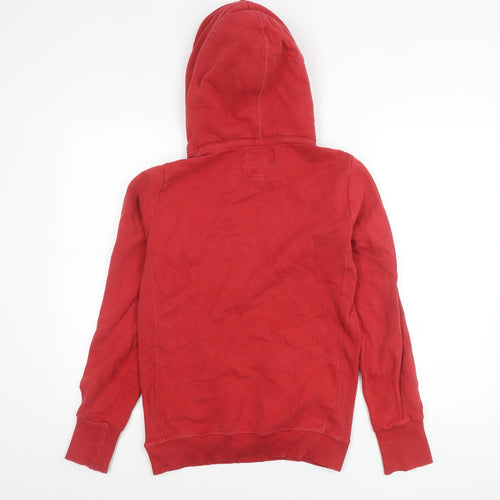 Superdry Boys Red Pullover Hoodie Medium Logo Print Cotton Blend
