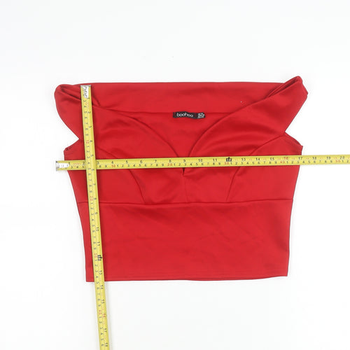 Boohoo Womens Red Cropped Sweetheart Neck Sleeveless Top Size 14