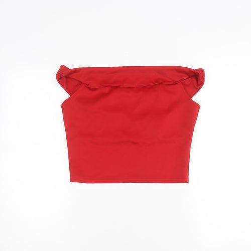 Boohoo Womens Red Cropped Sweetheart Neck Sleeveless Top Size 14