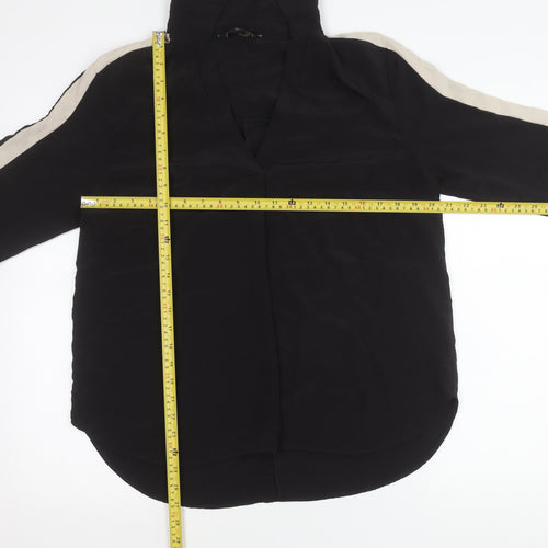 Lipsy Women’s Black Collared Button-Up Shirt Blouse UK 14 Long Sleeve