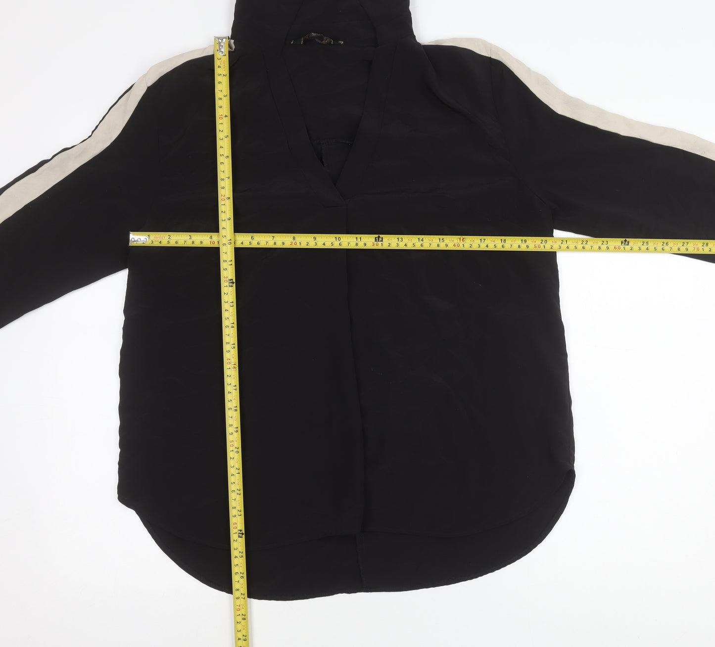 Lipsy Women’s Black Collared Button-Up Shirt Blouse UK 14 Long Sleeve