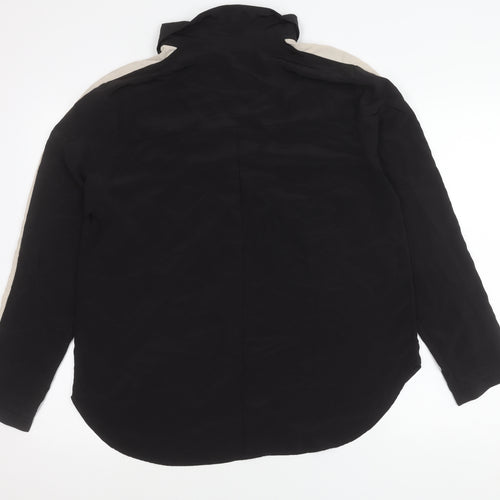 Lipsy Women’s Black Collared Button-Up Shirt Blouse UK 14 Long Sleeve