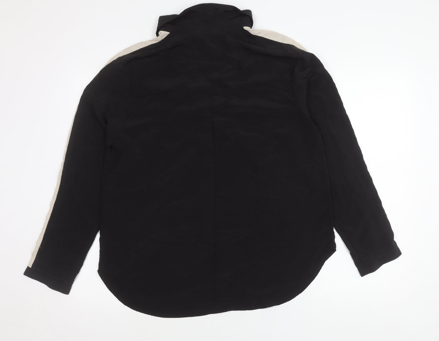 Lipsy Women’s Black Collared Button-Up Shirt Blouse UK 14 Long Sleeve