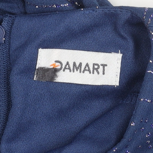 Damart Women’s Blue Fit & Flare Glitter Dress Size 10 Long Sleeve Party