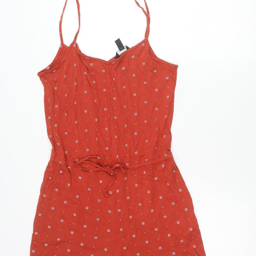 New Look Women’s Red Floral Viscose Summer Playsuit Size 10