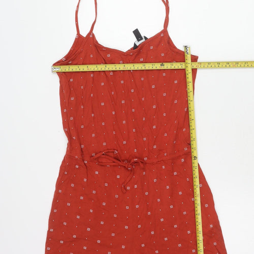 New Look Women’s Red Floral Viscose Summer Playsuit Size 10
