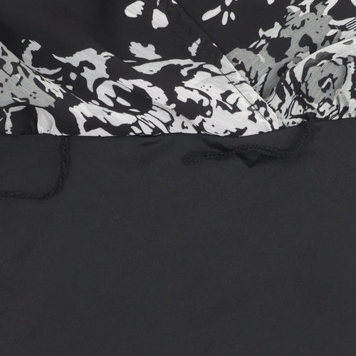 Essentials by Milano Women’s Black Floral Wrap Blouse Size S