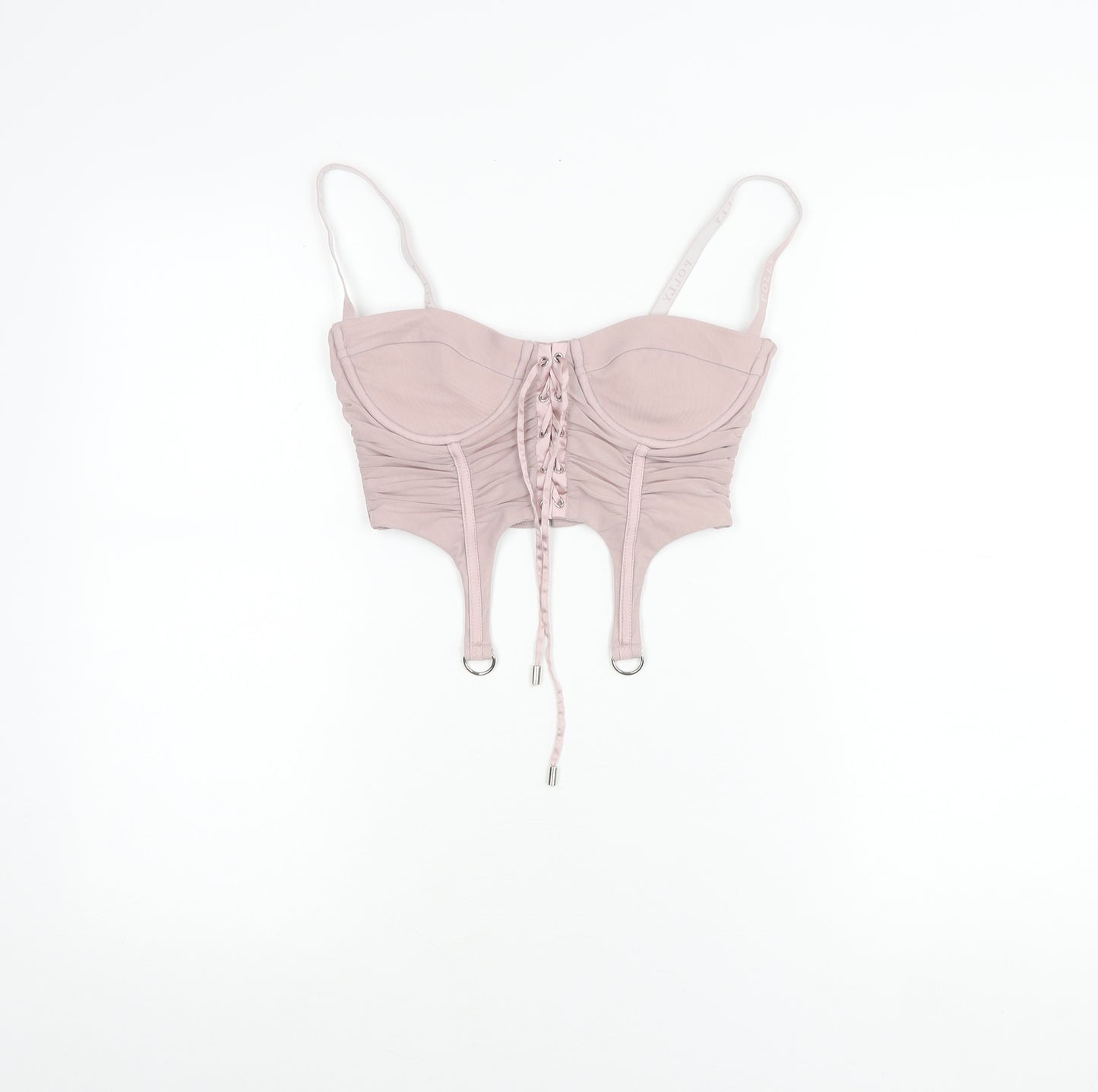 Oh Polly Women’s Pink Size 8 Slim Fit Camisole Ruched Mesh Top