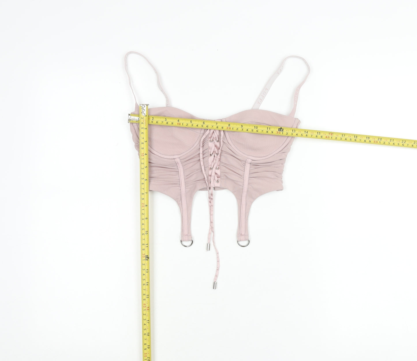 Oh Polly Women’s Pink Size 8 Slim Fit Camisole Ruched Mesh Top