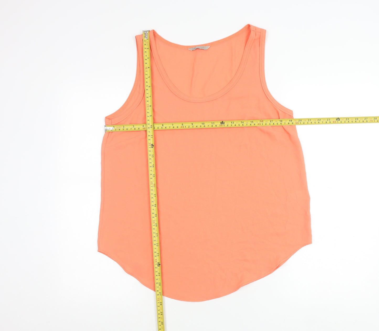 Marks and Spencer Womens Orange Tank Top Size 14 Sleeveless Scoop Neck