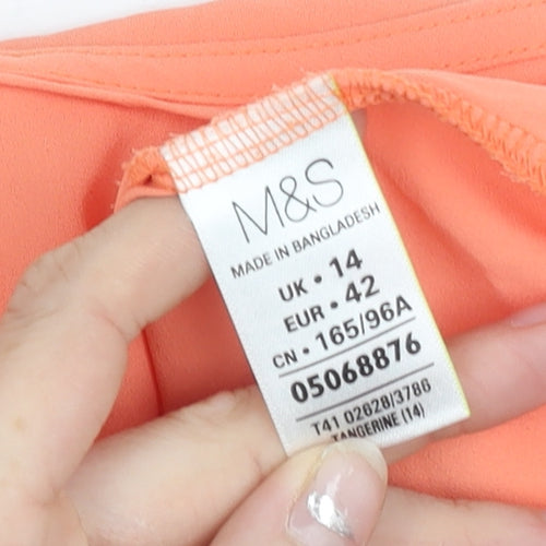 Marks and Spencer Womens Orange Tank Top Size 14 Sleeveless Scoop Neck