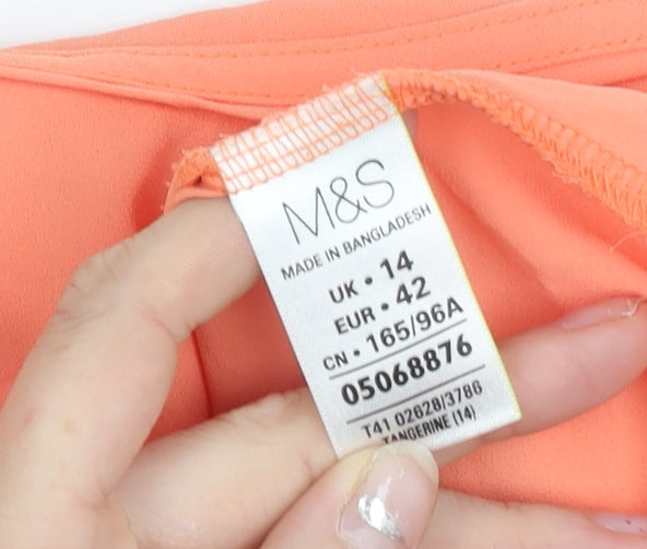 Marks and Spencer Womens Orange Tank Top Size 14 Sleeveless Scoop Neck