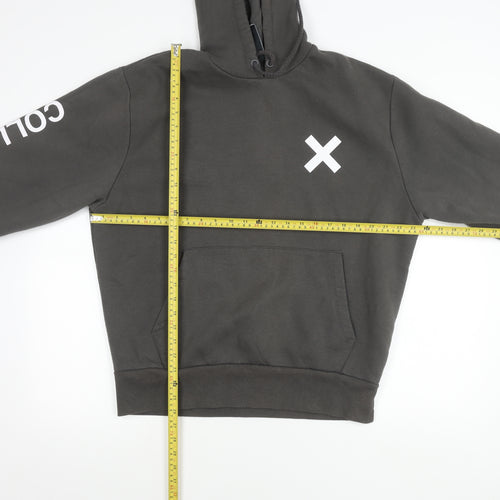 Collusion Men’s Black Pullover Hoodie Small Logo Graphic Print