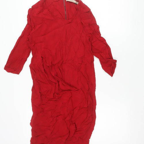 Rützou Women’s Red Sheath Dress Size 6 Viscose Scoop Neck Formal