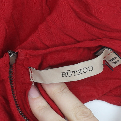 Rützou Women’s Red Sheath Dress Size 6 Viscose Scoop Neck Formal