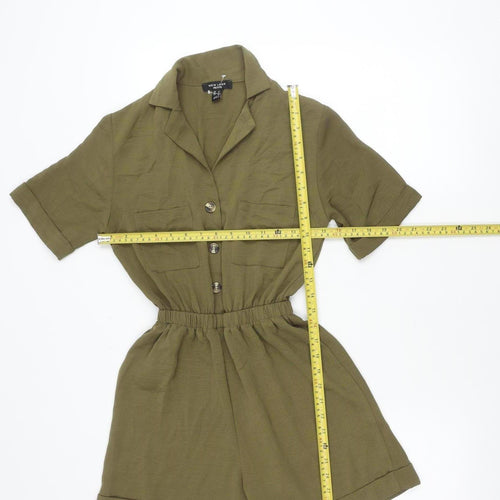 New Look Women’s Green Petite Size 4 Buttoned Viscose Playsuit