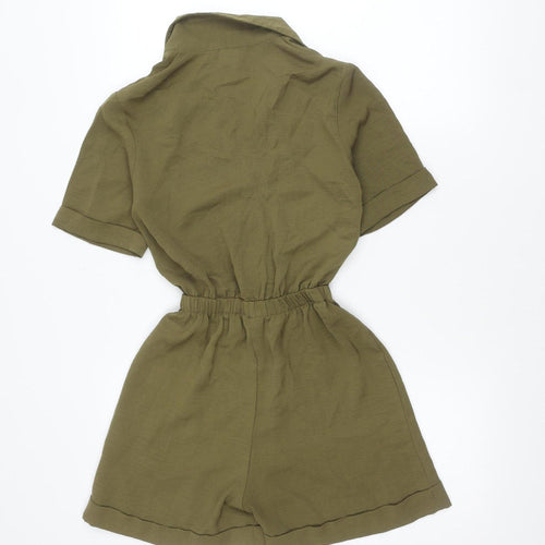 New Look Women’s Green Petite Size 4 Buttoned Viscose Playsuit