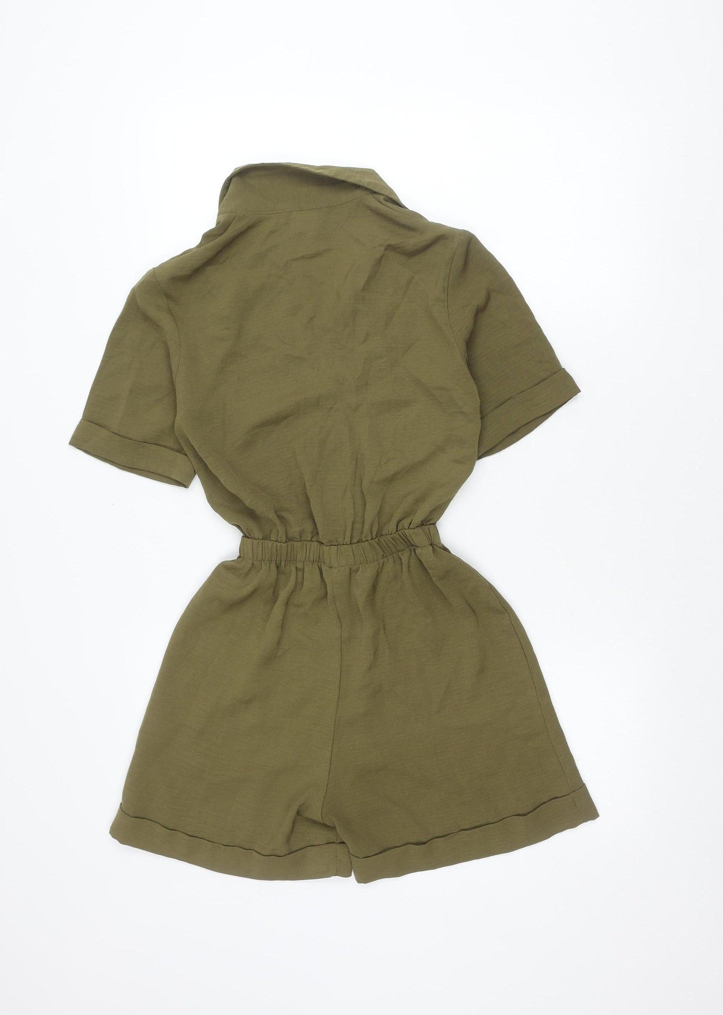 New Look Women’s Green Petite Size 4 Buttoned Viscose Playsuit