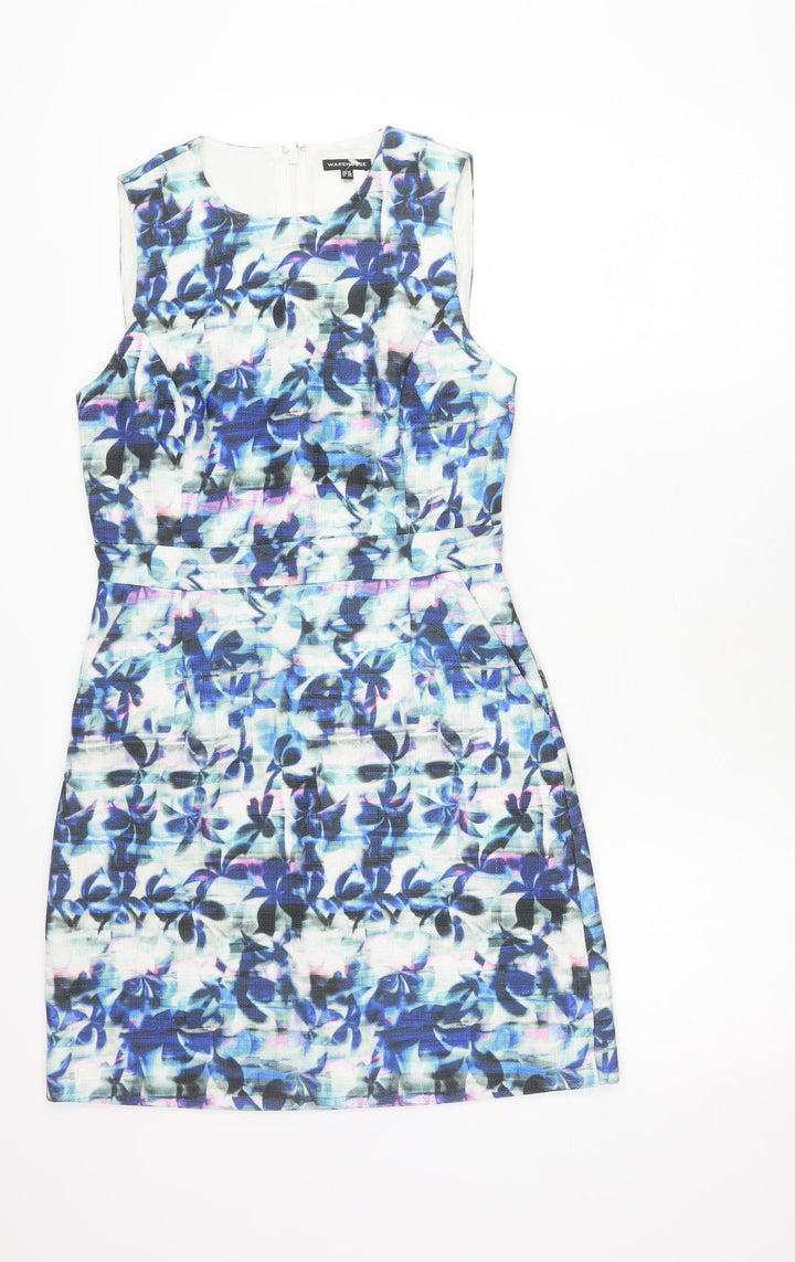Warehouse Women’s Multicoloured Floral Sheath Dress Size 10