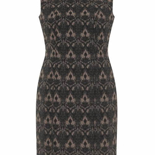 Next Womens Black Grey Sheath Dress Size 12 Sleeveless Jacquard