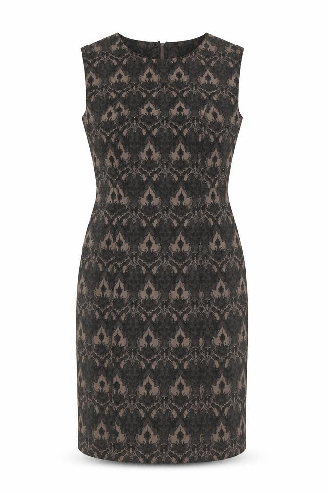 Next Womens Black Grey Sheath Dress Size 12 Sleeveless Jacquard
