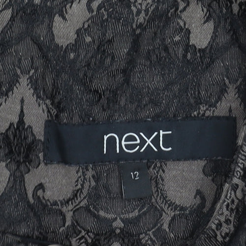 Next Womens Black Grey Sheath Dress Size 12 Sleeveless Jacquard