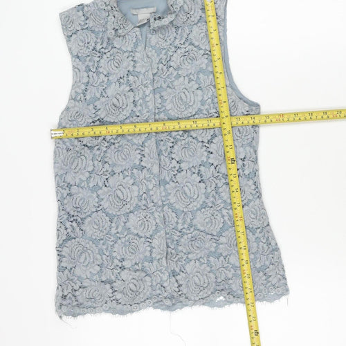 H&M Women’s Grey Lace Sleeveless Collared Blouse Size 6