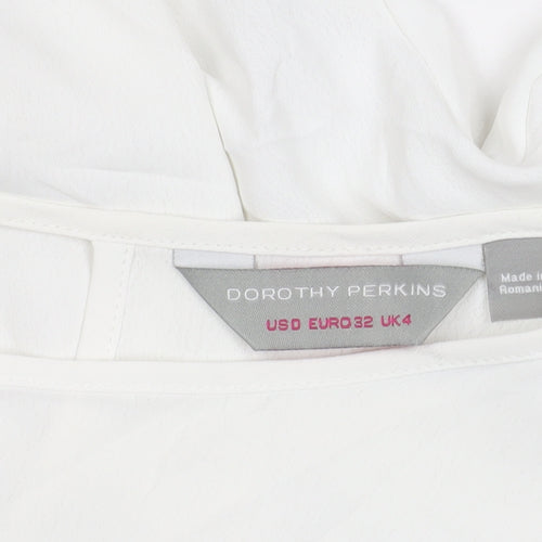 Dorothy Perkins Women White Sequin Trim Blouse UK 4 Party Top