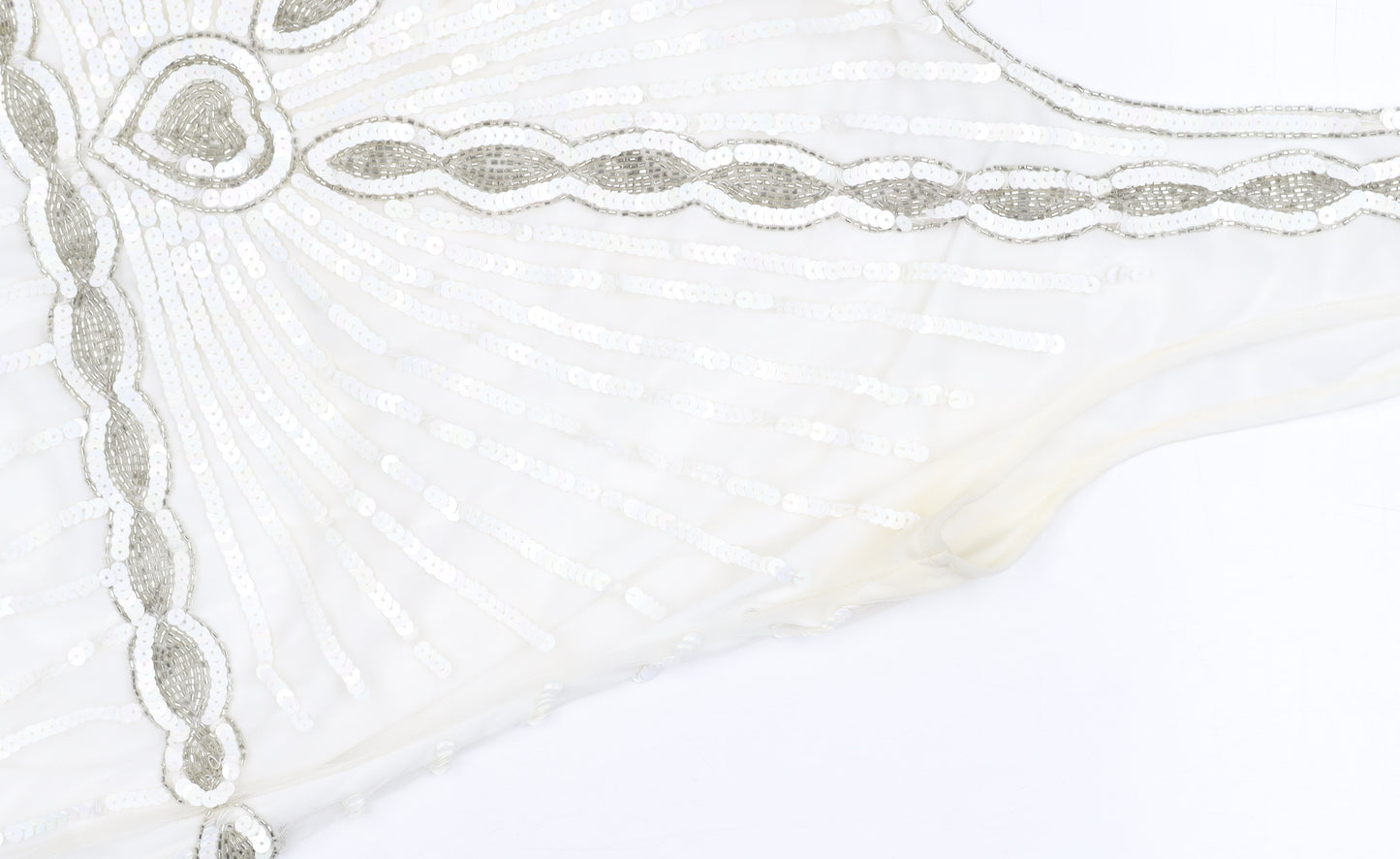 Gatsbylady London Women White Sequin Beaded 20s Sheath Dress Size 16