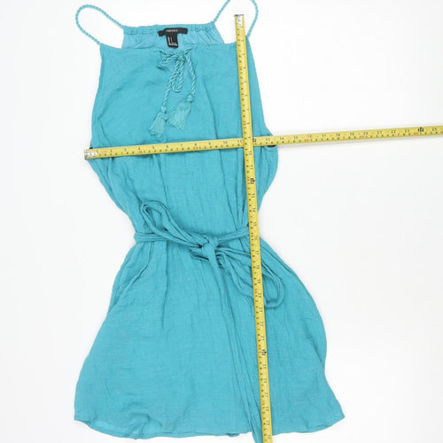 Forever 21 Women’s Blue Sleeveless Mini Boho Tassel Summer Dress Size L