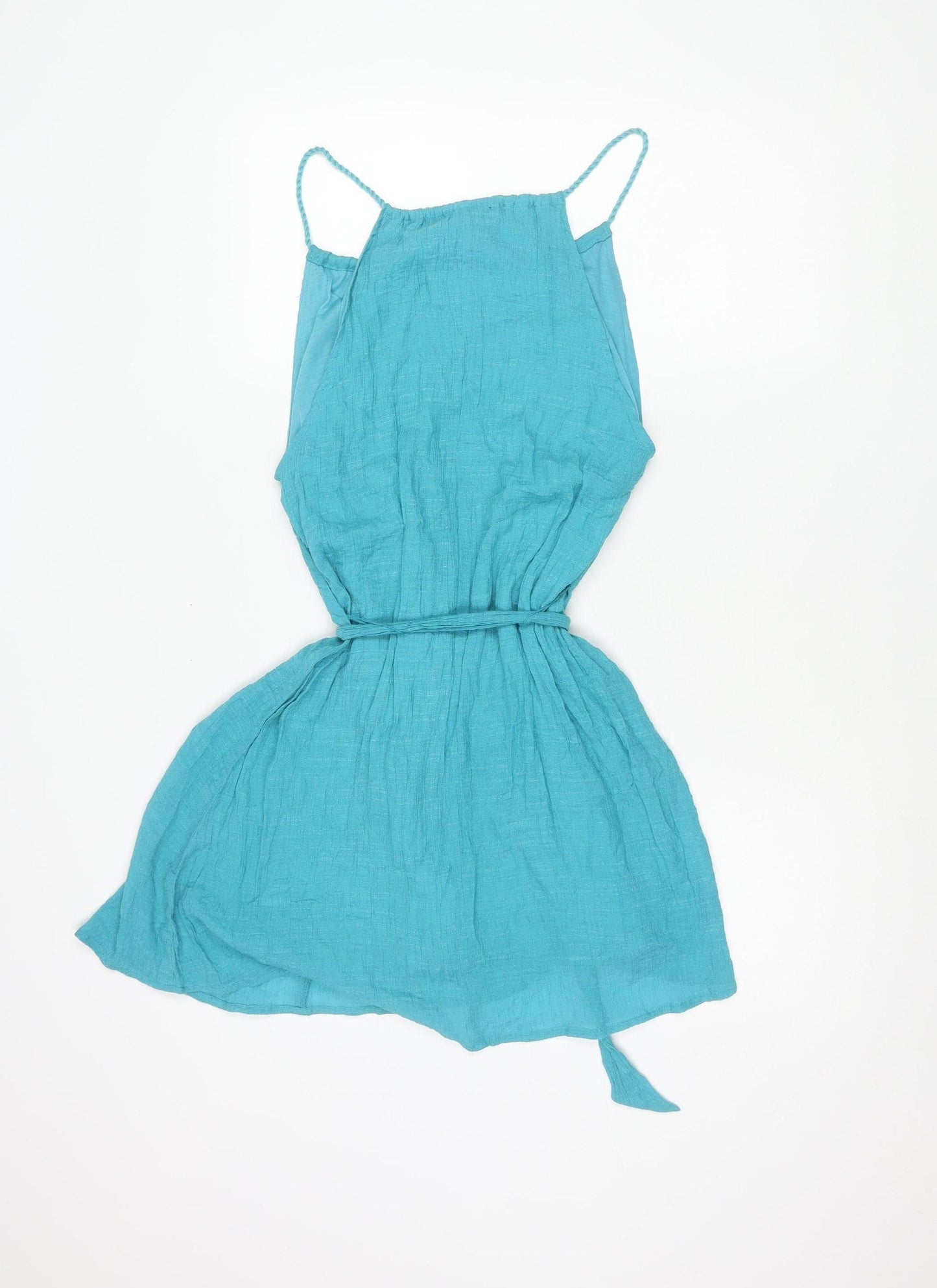 Forever 21 Women’s Blue Sleeveless Mini Boho Tassel Summer Dress Size L
