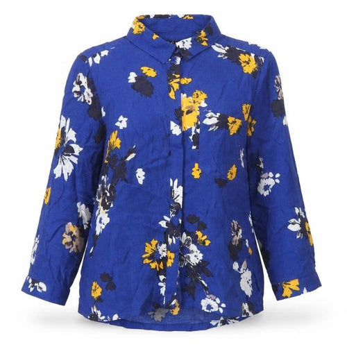 Next Petite Womens Blue Floral Tunic Blouse Size 10 3/4 Sleeve