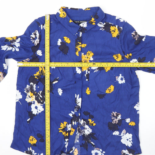 Next Petite Womens Blue Floral Tunic Blouse Size 10 3/4 Sleeve