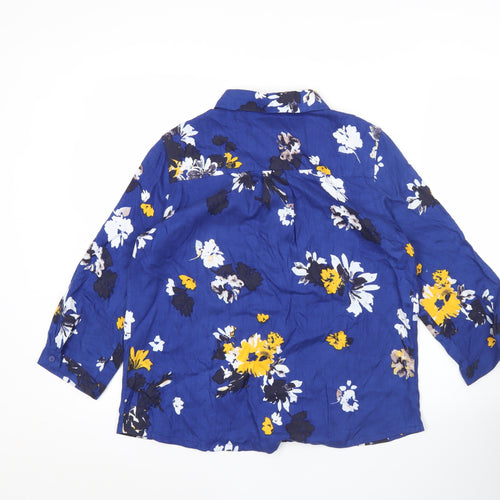 Next Petite Womens Blue Floral Tunic Blouse Size 10 3/4 Sleeve