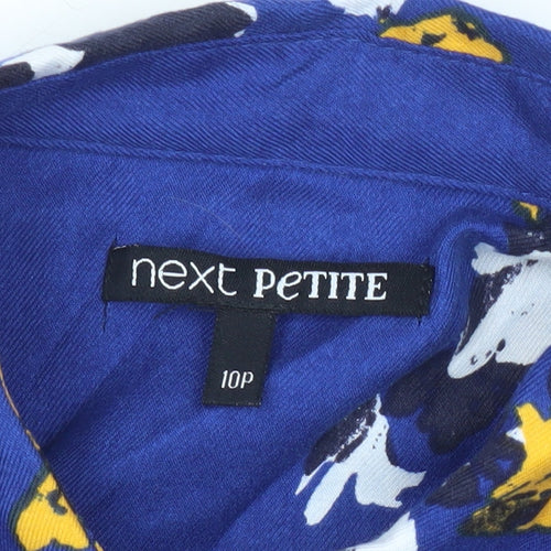 Next Petite Womens Blue Floral Tunic Blouse Size 10 3/4 Sleeve