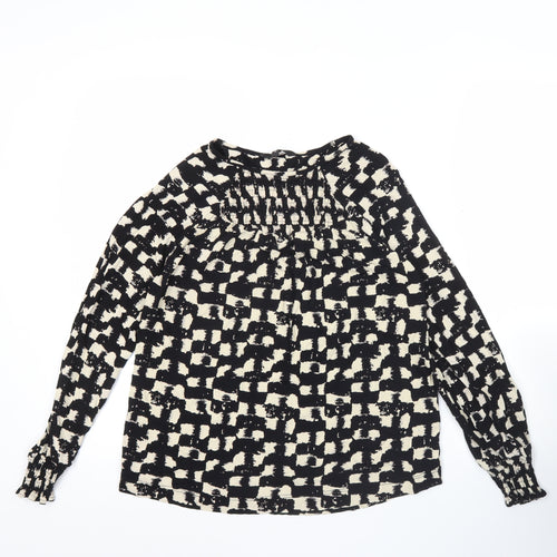 Next Womens Black Geometric Viscose Tunic Blouse Size 10