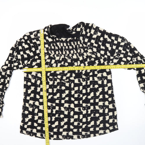 Next Womens Black Geometric Viscose Tunic Blouse Size 10