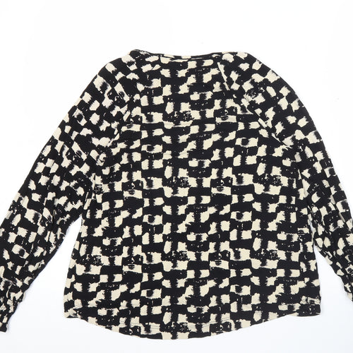 Next Womens Black Geometric Viscose Tunic Blouse Size 10