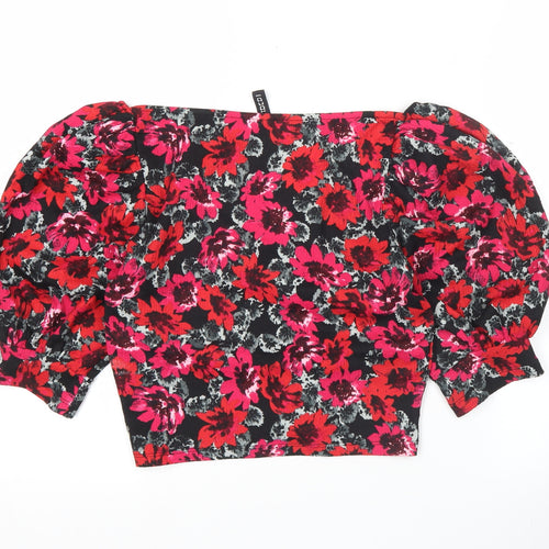 H&M Divided Women’s Floral Puff Sleeve Cropped Blouse UK M