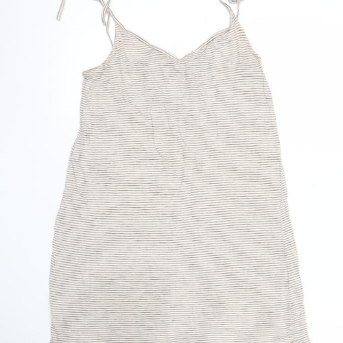 H&M Women’s Beige Striped Basic Tank Top XS Cotton Modal